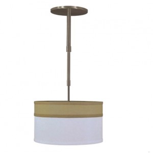 Bronze and White Linen Drum Shade Pendant Light PL31003