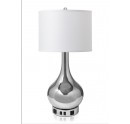 Chrome Bottle Table Lamp with Drum Shade and Outlets TL11116